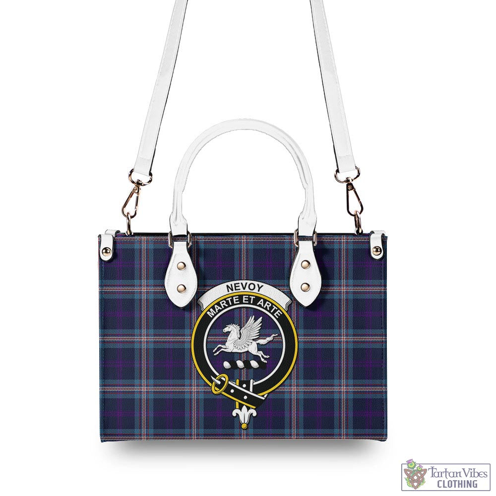 Tartan Vibes Clothing Nevoy Tartan Luxury Leather Handbags with Family Crest