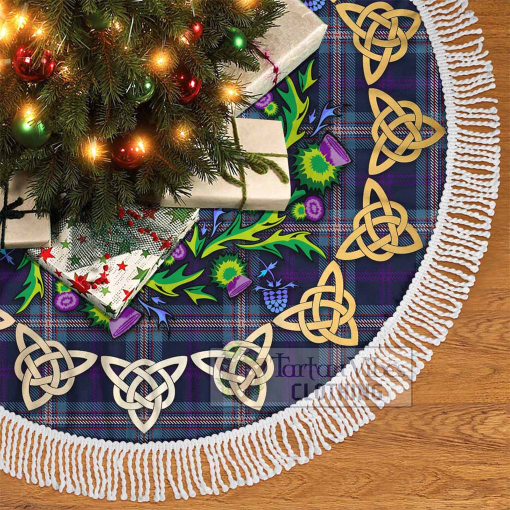 Tartan Vibes Clothing Nevoy Tartan Christmas Tree Skirt with Thistle Celtic Knot Style