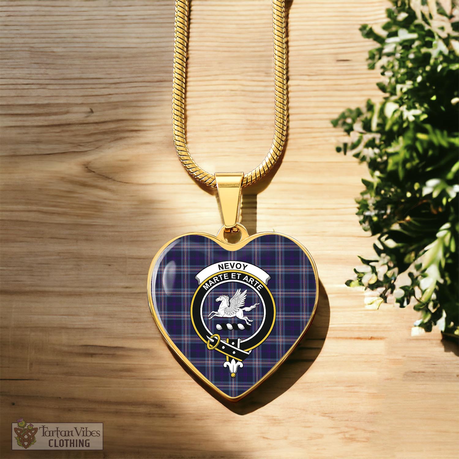 Tartan Vibes Clothing Nevoy Tartan Heart Necklace with Family Crest