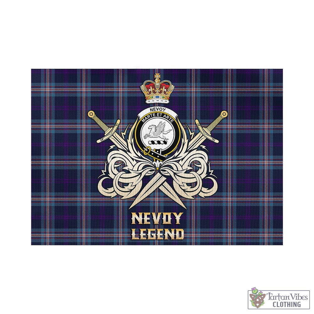 Tartan Vibes Clothing Nevoy Tartan Flag with Clan Crest and the Golden Sword of Courageous Legacy