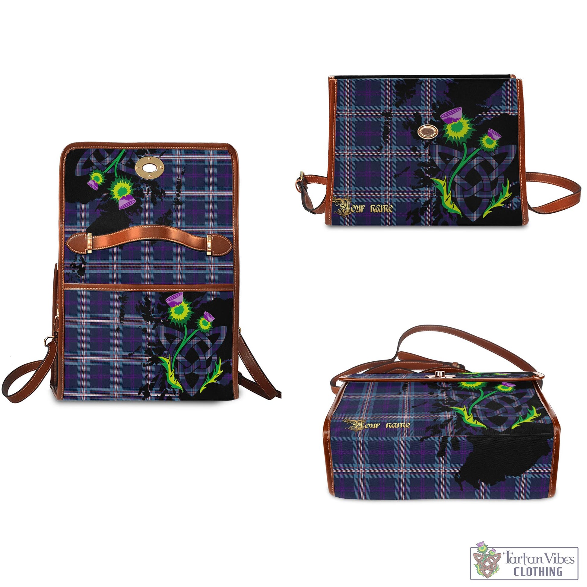 Tartan Vibes Clothing Nevoy Tartan Waterproof Canvas Bag with Scotland Map and Thistle Celtic Accents