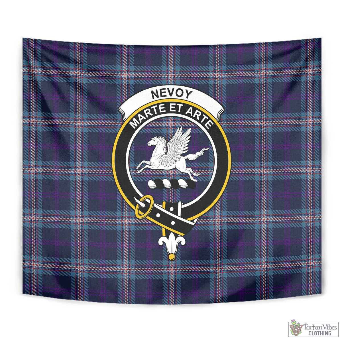 Tartan Vibes Clothing Nevoy Tartan Tapestry Wall Hanging and Home Decor for Room with Family Crest