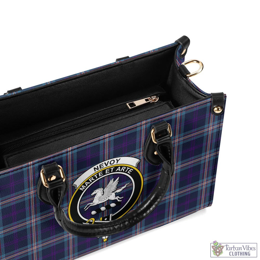 Tartan Vibes Clothing Nevoy Tartan Luxury Leather Handbags with Family Crest