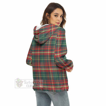 New Brunswick Province Canada Tartan Women's Borg Fleece Hoodie with Half Zip