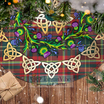 New Brunswick Province Canada Tartan Christmas Tree Skirt with Thistle Celtic Knot Style