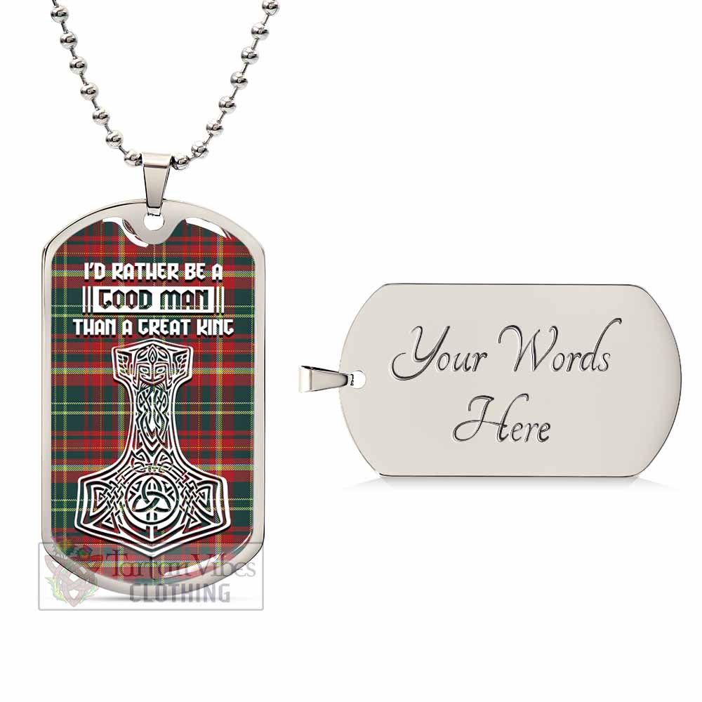 Tartan Vibes Clothing New Brunswick Province Canada Tartan Dog Tag Necklace Viking Mjolnir Style