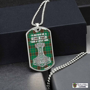 Newfoundland And Labrador Province Canada Tartan Dog Tag Necklace Viking Mjolnir Style