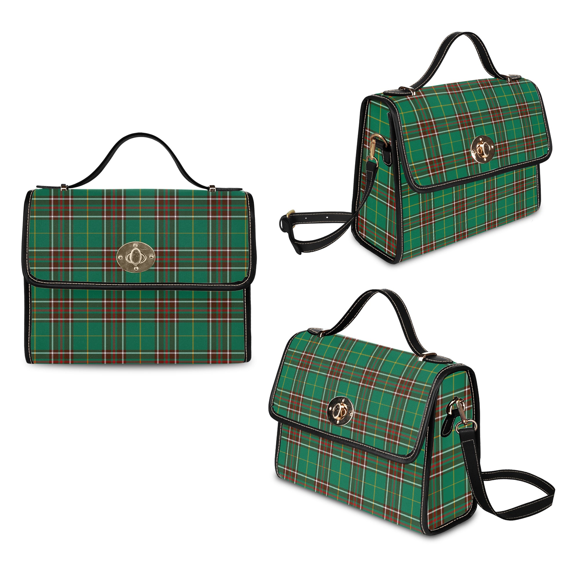 newfoundland-and-labrador-province-canada-tartan-leather-strap-waterproof-canvas-bag