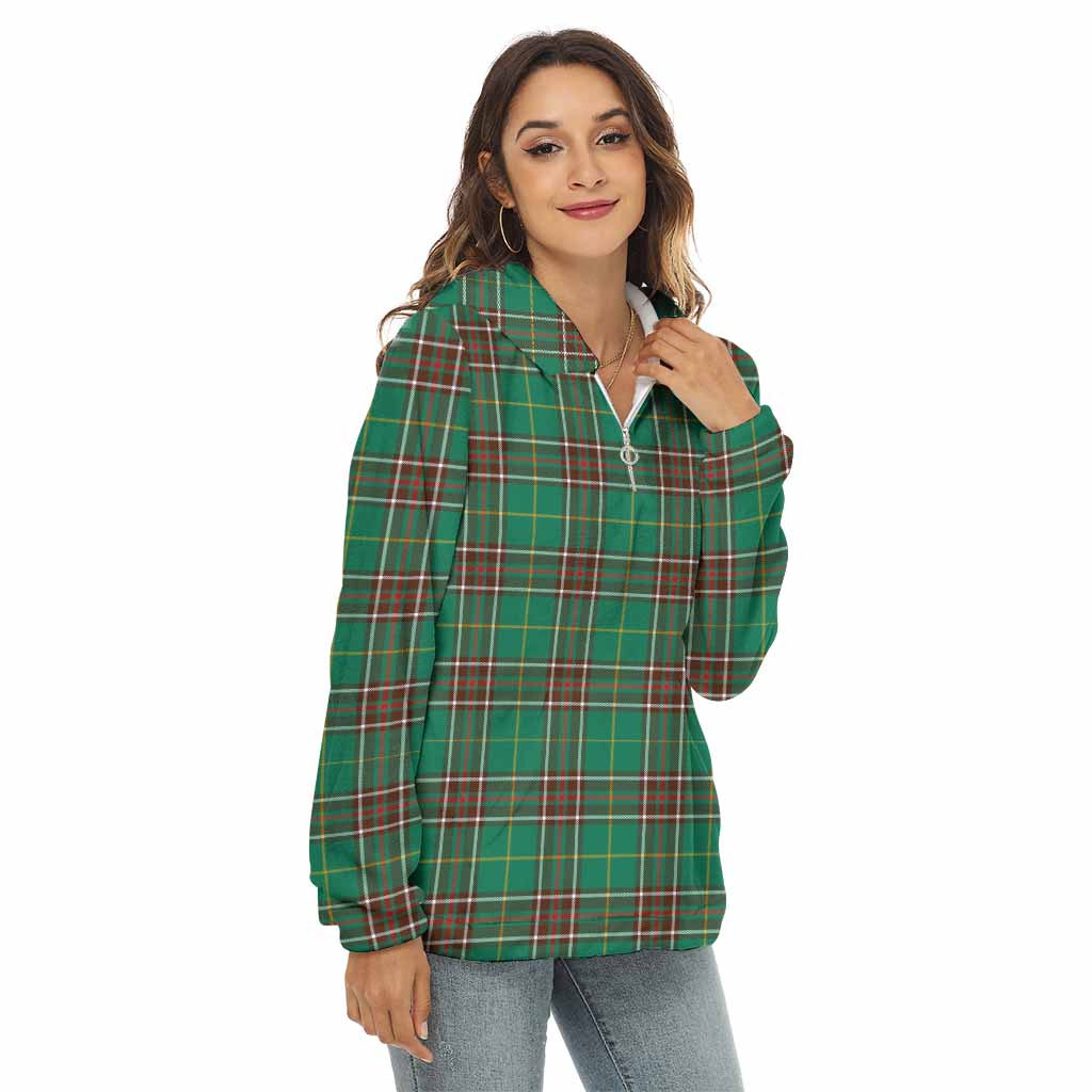 Tartan Vibes Clothing Newfoundland And Labrador Province Canada Tartan Women's Borg  Half Zip Fleece Hoodie