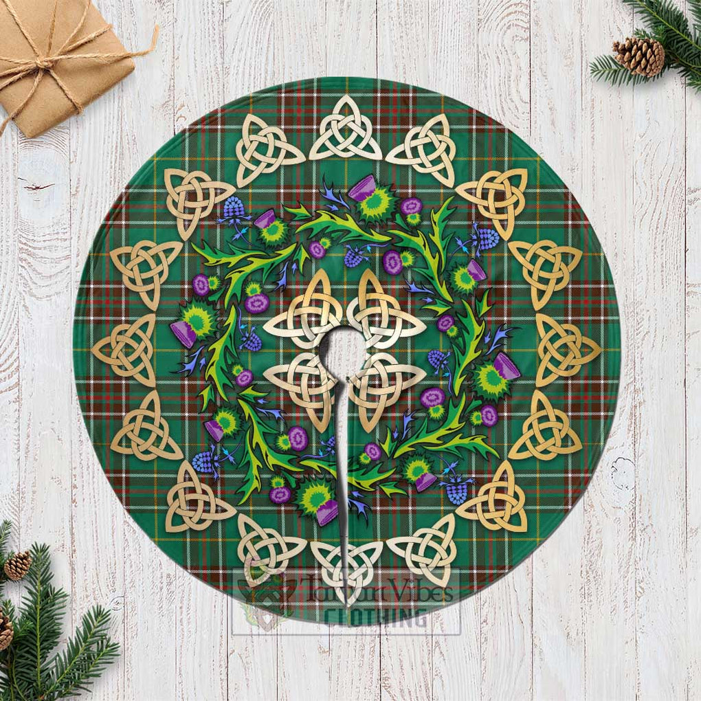 Tartan Vibes Clothing Newfoundland And Labrador Province Canada Tartan Christmas Tree Skirt with Thistle Celtic Knot Style