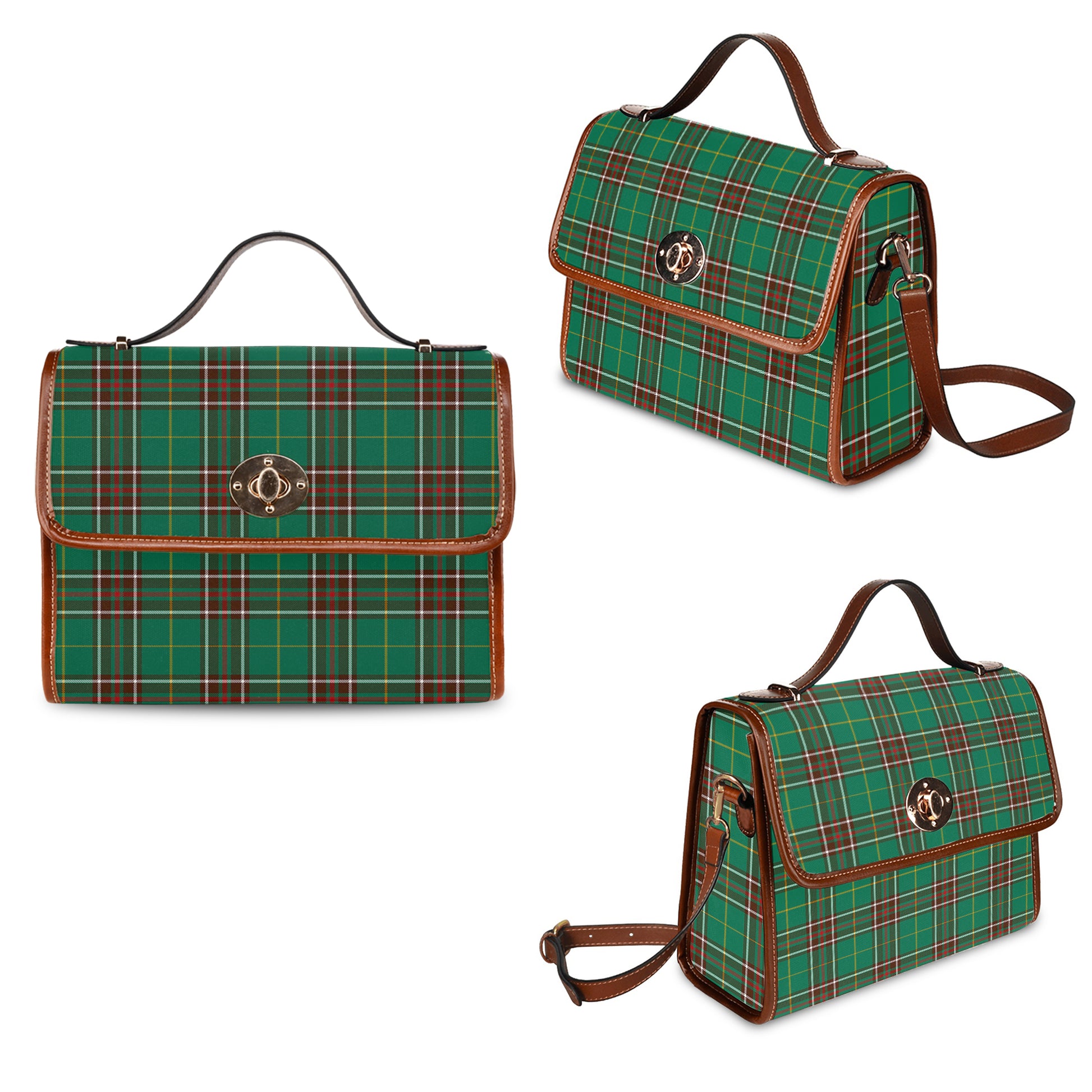 newfoundland-and-labrador-province-canada-tartan-leather-strap-waterproof-canvas-bag