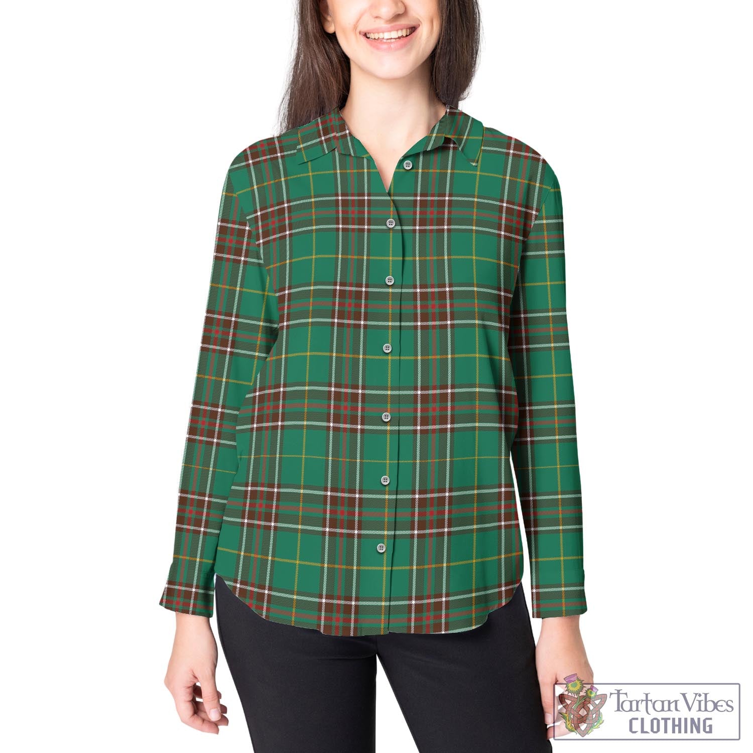 Newfoundland And Labrador Province Canada Tartan Womens Casual Shirt