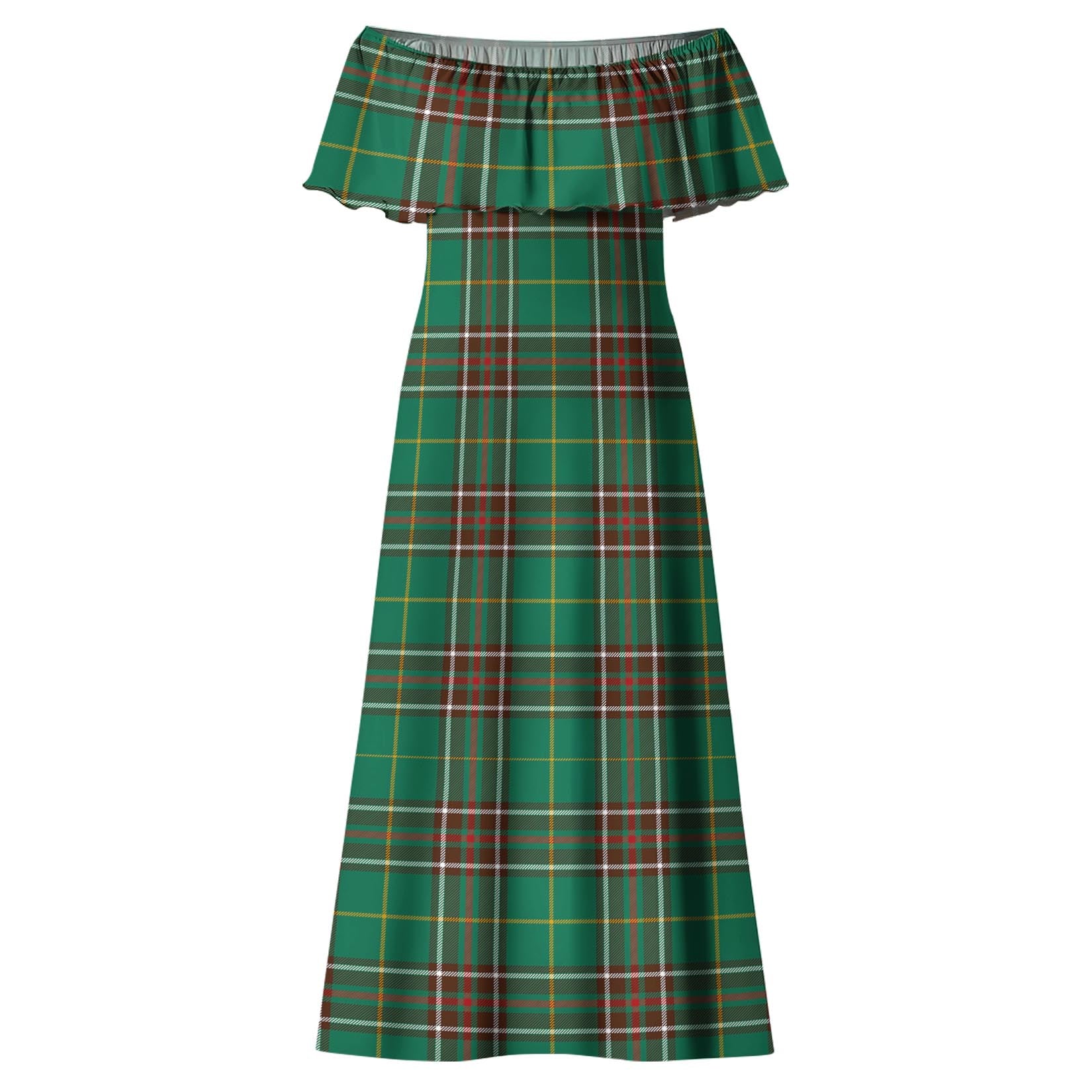 Newfoundland And Labrador Province Canada Tartan Off Shoulder Long Dress - Tartanvibesclothing