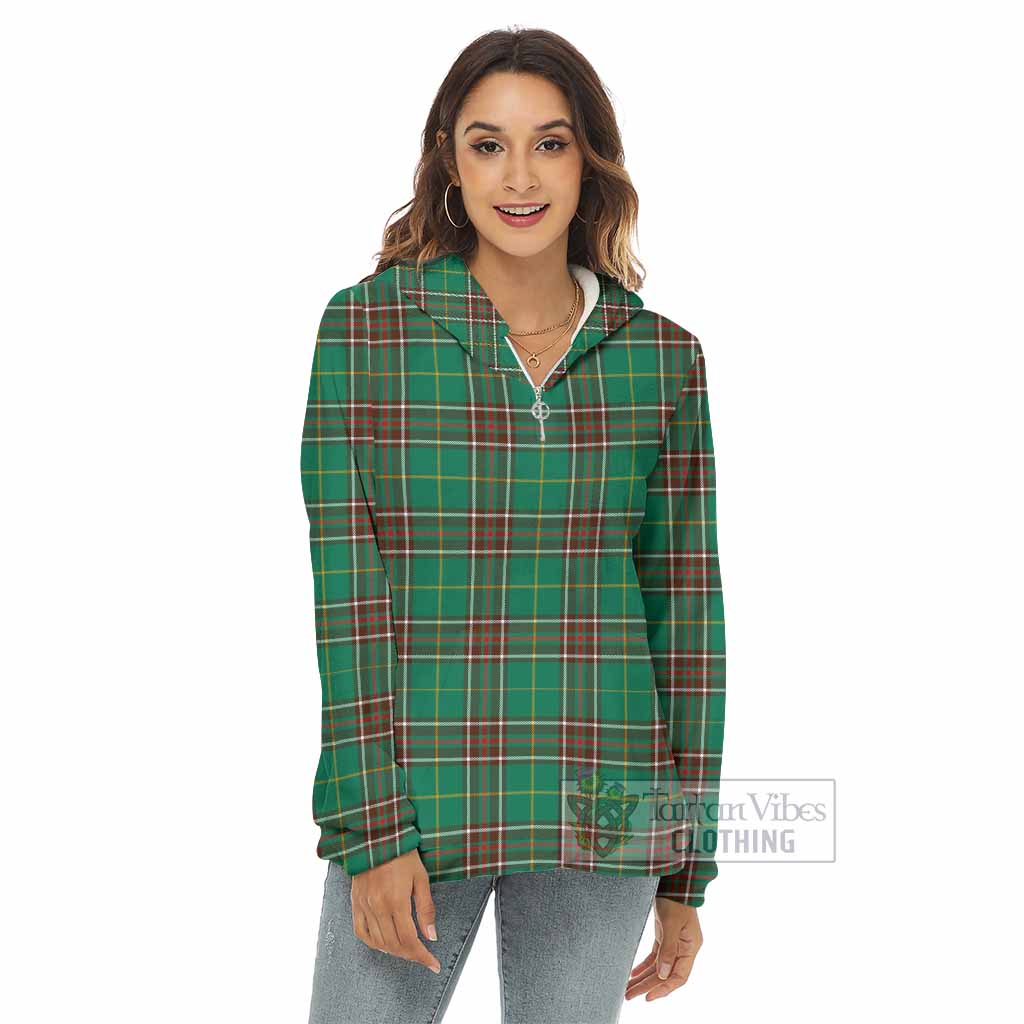 Tartan Vibes Clothing Newfoundland And Labrador Province Canada Tartan Women's Borg  Half Zip Fleece Hoodie