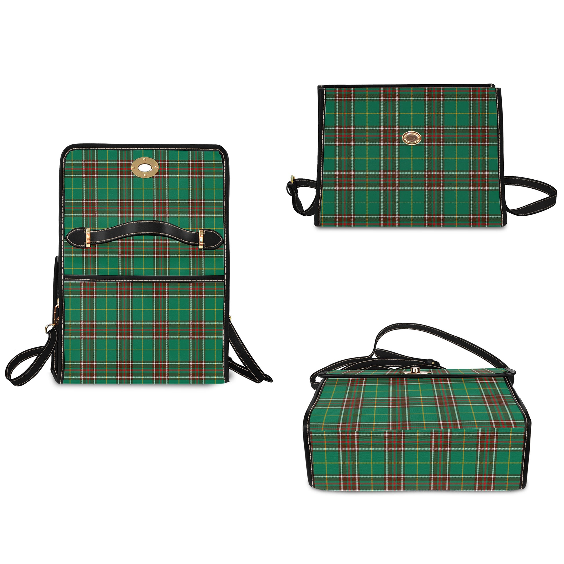 newfoundland-and-labrador-province-canada-tartan-leather-strap-waterproof-canvas-bag