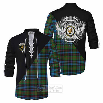 Newlands Tartan Ghillie Kilt Shirt with Family Crest and Military Logo Style