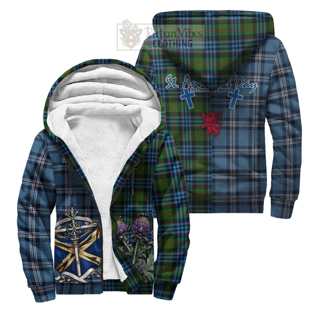 Tartan Vibes Clothing Newlands Tartan Sherpa Hoodie Happy St. Andrew's Day Half Tartan Style