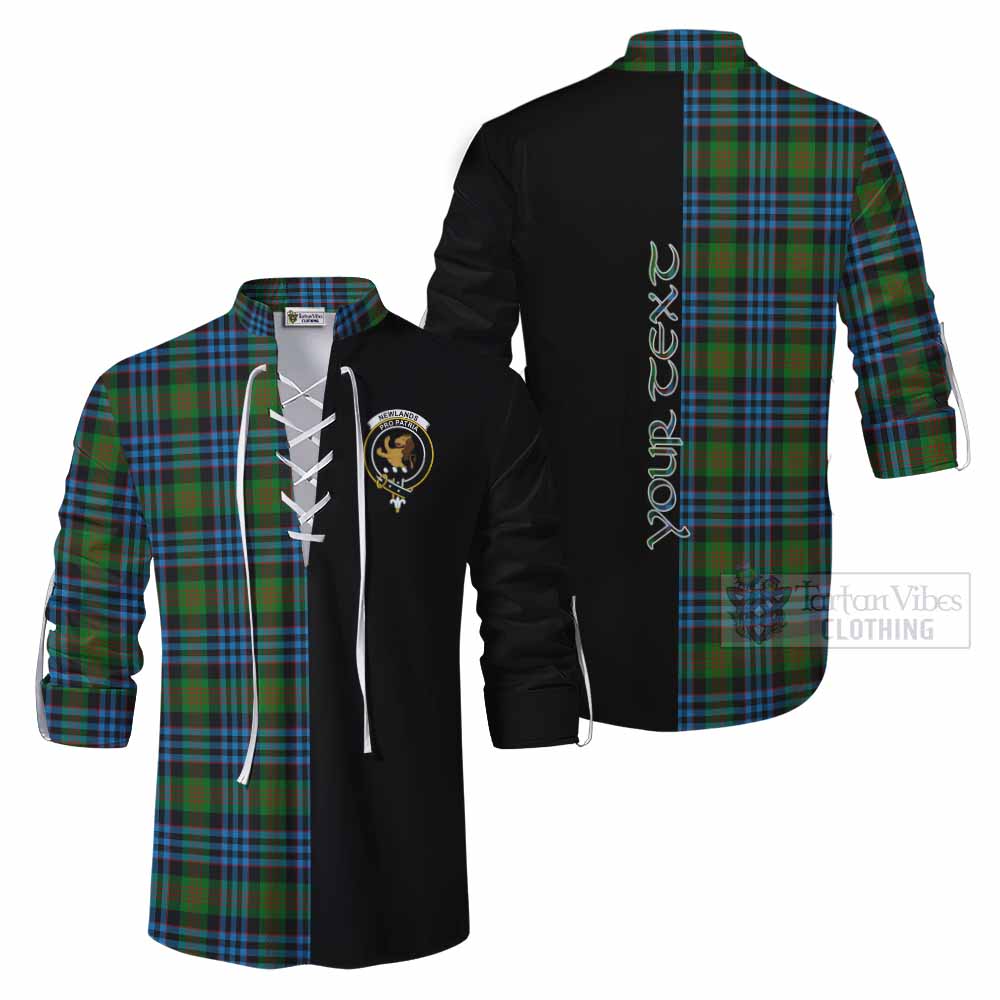 Tartan Vibes Clothing Newlands Tartan Ghillie Kilt Shirt with Family Crest and Half Of Me Style