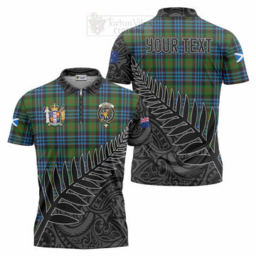 Newlands Crest Tartan Zipper Polo Shirt with New Zealand Silver Fern Half Style