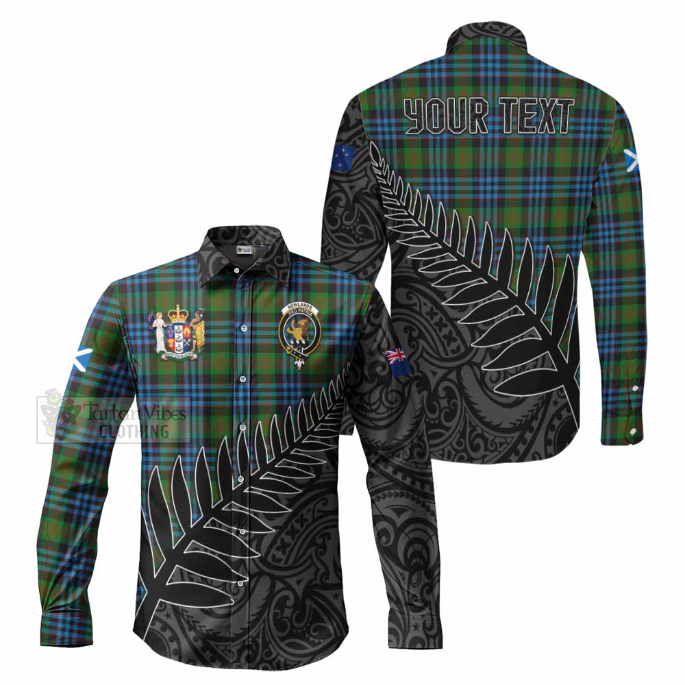 Tartan Vibes Clothing Newlands Crest Tartan Long Sleeve Button Shirt with New Zealand Silver Fern Half Style