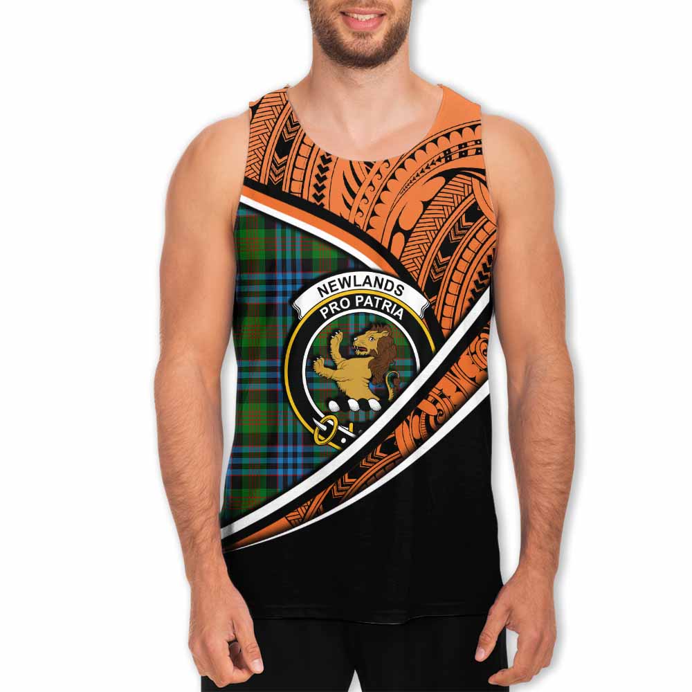 Tartan Vibes Clothing Newlands Crest Tartan Men's Tank Top with Maori Tattoo Style - Orange Version