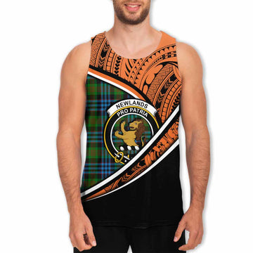 Newlands Crest Tartan Men's Tank Top with Polynesian Vibes Style - Orange Version