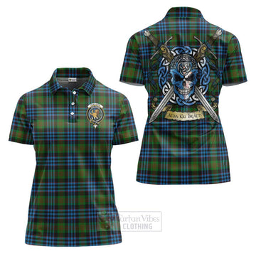 Newlands Tartan Women's Polo Shirt with Family Crest Celtic Skull Style