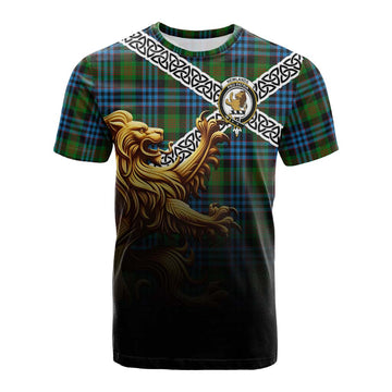 Newlands Crest Tartan Cotton T-shirt with Golden Lion Emblem Celtic Style Kid's Shirt - Tartan Vibes Clothing