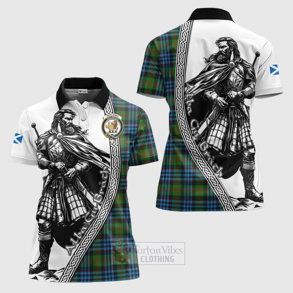 Tartan Vibes Clothing Newlands Tartan Clan Crest Women's Polo Shirt with Highlander Warrior Celtic Style