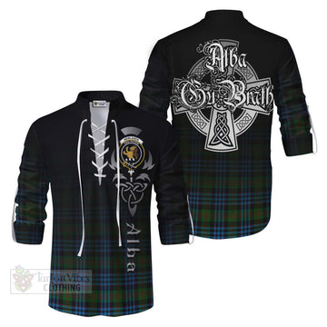 Newlands Tartan Ghillie Kilt Shirt Featuring Alba Gu Brath Family Crest Celtic Inspired