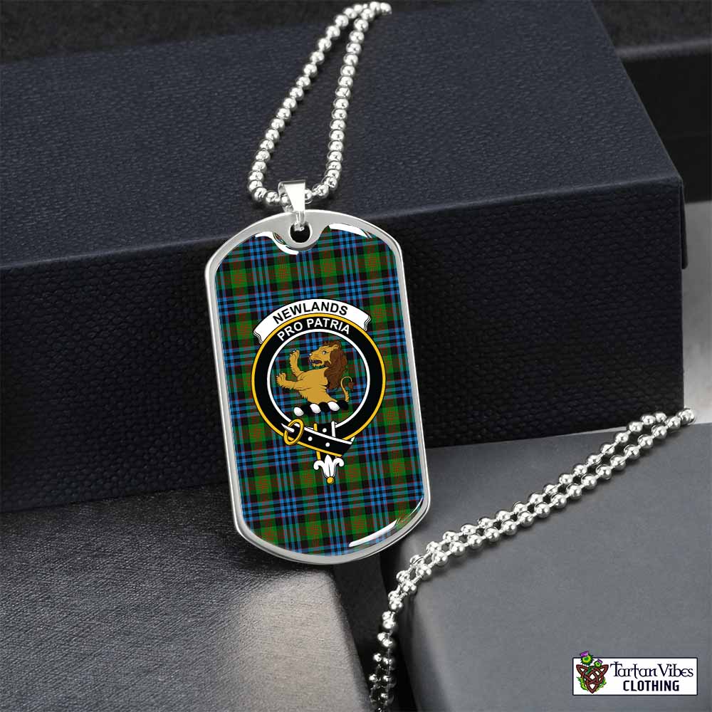 Tartan Vibes Clothing Newlands Tartan Dog Tag Necklace with Family Crest