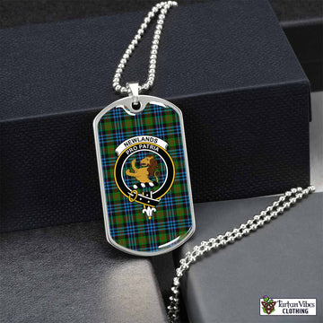 Newlands Tartan Dog Tag Necklace with Family Crest