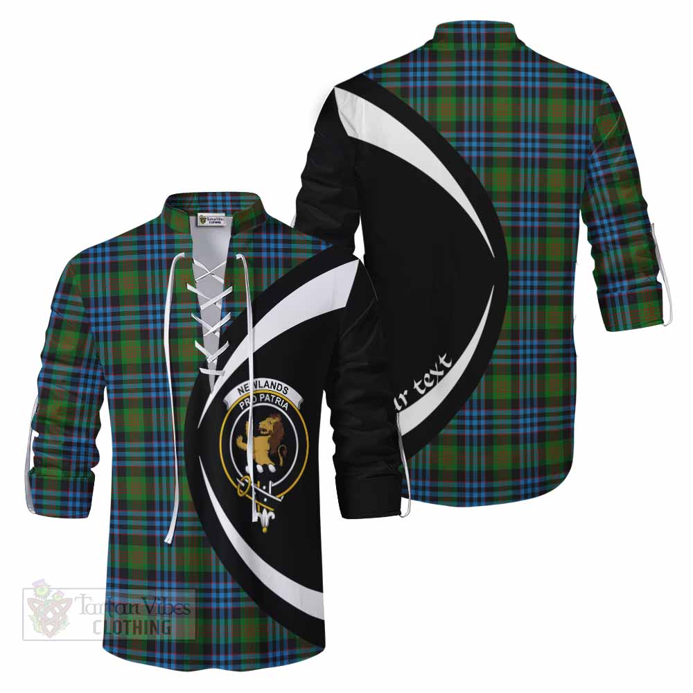 Tartan Vibes Clothing Newlands Tartan Ghillie Kilt Shirt with Family Crest Circle Style