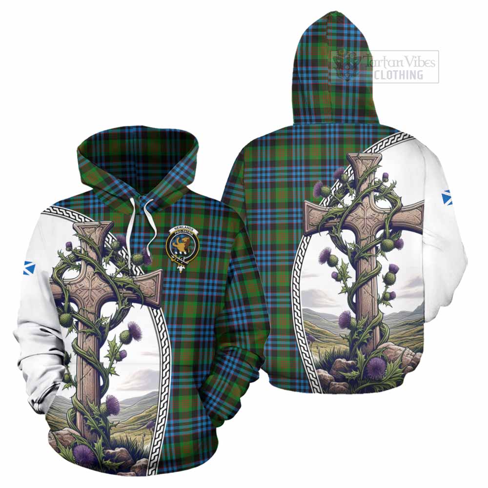 Tartan Vibes Clothing Newlands Tartan Hoodie with Family Crest and St. Andrew's Cross Accented by Thistle Vines