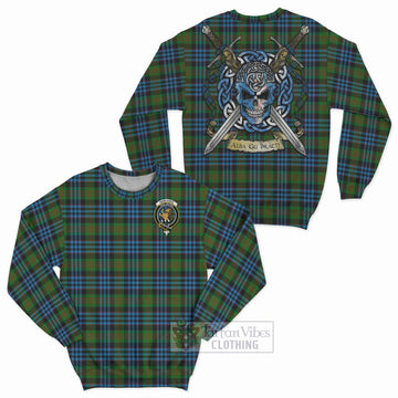 Newlands Tartan Sweatshirt with Family Crest Celtic Skull Style