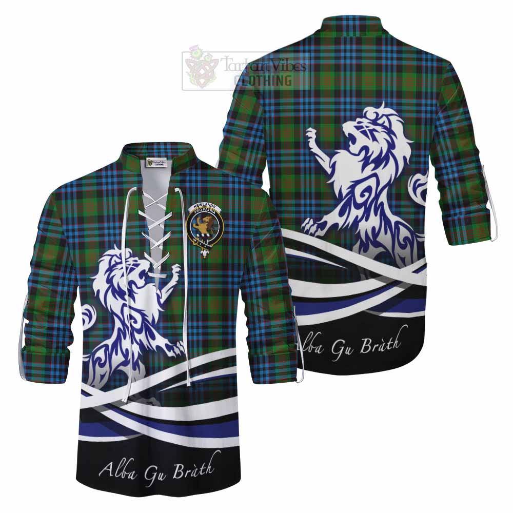 Tartan Vibes Clothing Newlands Tartan Ghillie Kilt Shirt with Alba Gu Brath Regal Lion Emblem