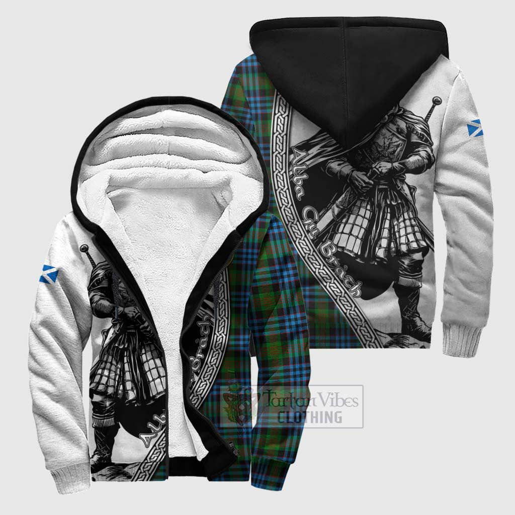 Tartan Vibes Clothing Newlands Tartan Clan Crest Sherpa Hoodie with Highlander Warrior Celtic Style