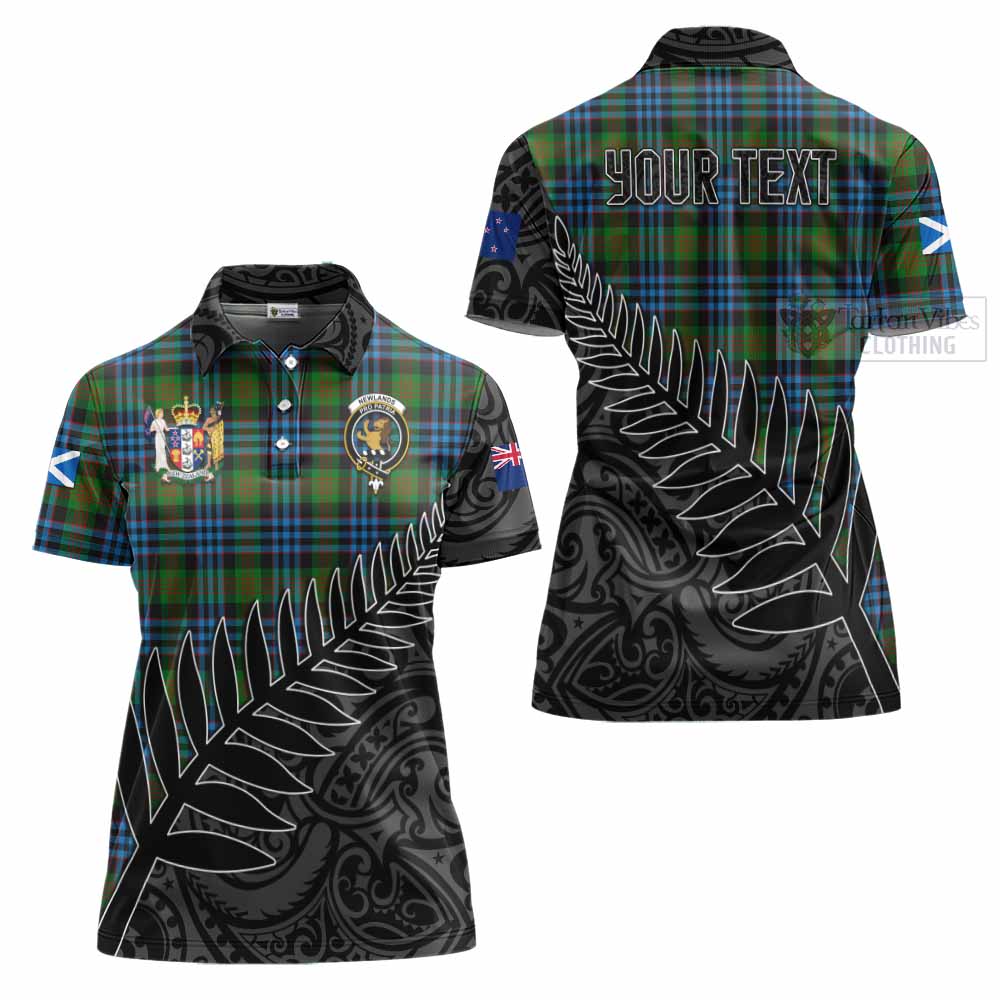 Tartan Vibes Clothing Newlands Crest Tartan Women's Polo Shirt with New Zealand Silver Fern Half Style