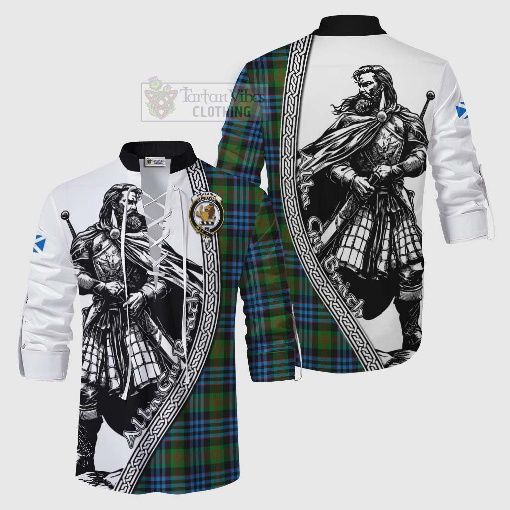 Tartan Vibes Clothing Newlands Tartan Clan Crest Ghillie Kilt Shirt with Highlander Warrior Celtic Style