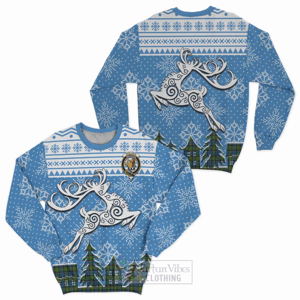 Newlands Clan Christmas Sweatshirt Celtic Reindeer Style Unisex - Tartan Vibes Clothing