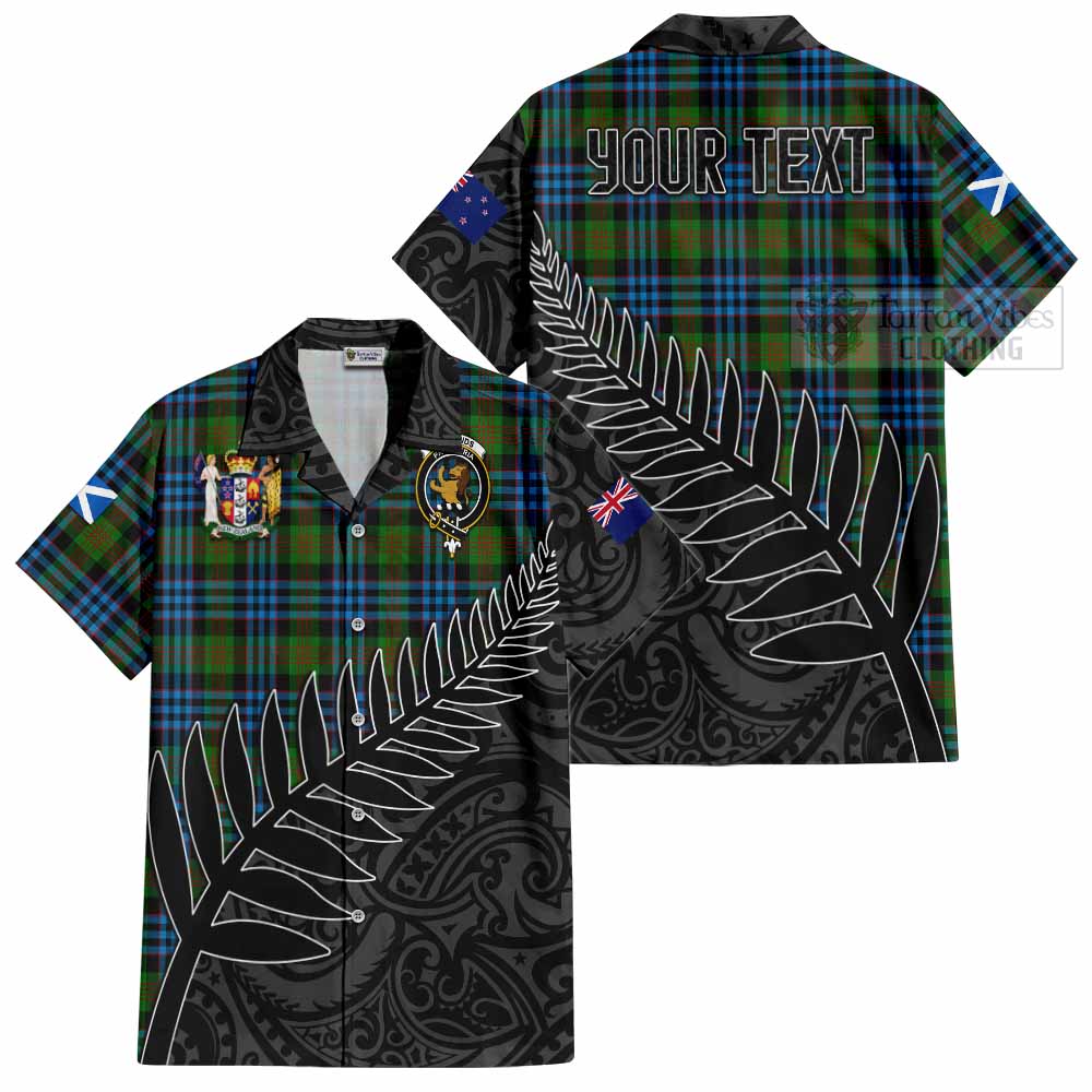 Tartan Vibes Clothing Newlands Crest Tartan Short Sleeve Button Shirt with New Zealand Silver Fern Half Style