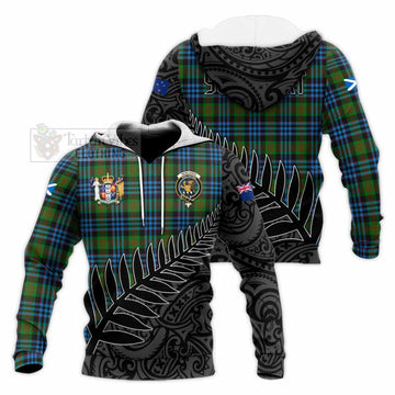 Newlands Crest Tartan Knitted Hoodie with New Zealand Silver Fern Half Style