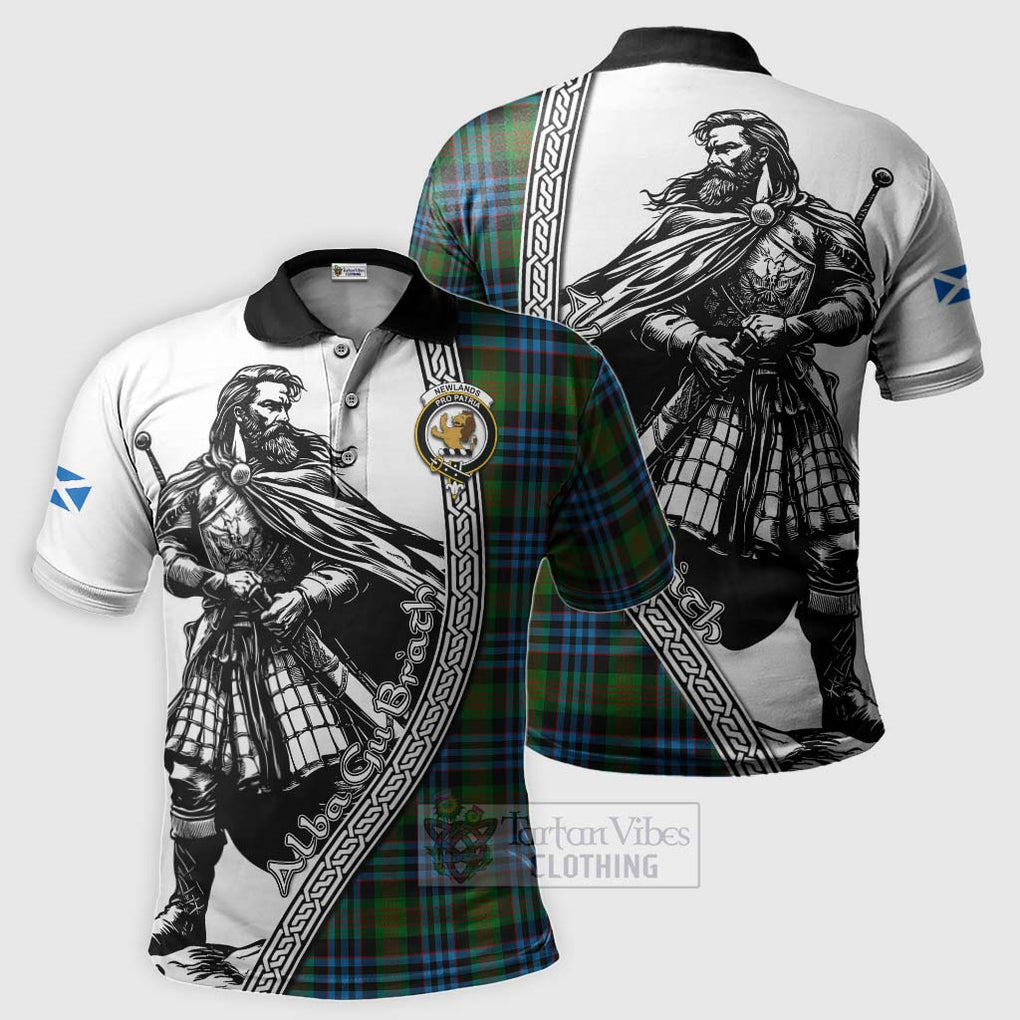 Tartan Vibes Clothing Newlands Tartan Clan Crest Polo Shirt with Highlander Warrior Celtic Style