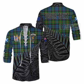 Newlands Crest Tartan Ghillie Kilt Shirt with New Zealand Silver Fern Half Style