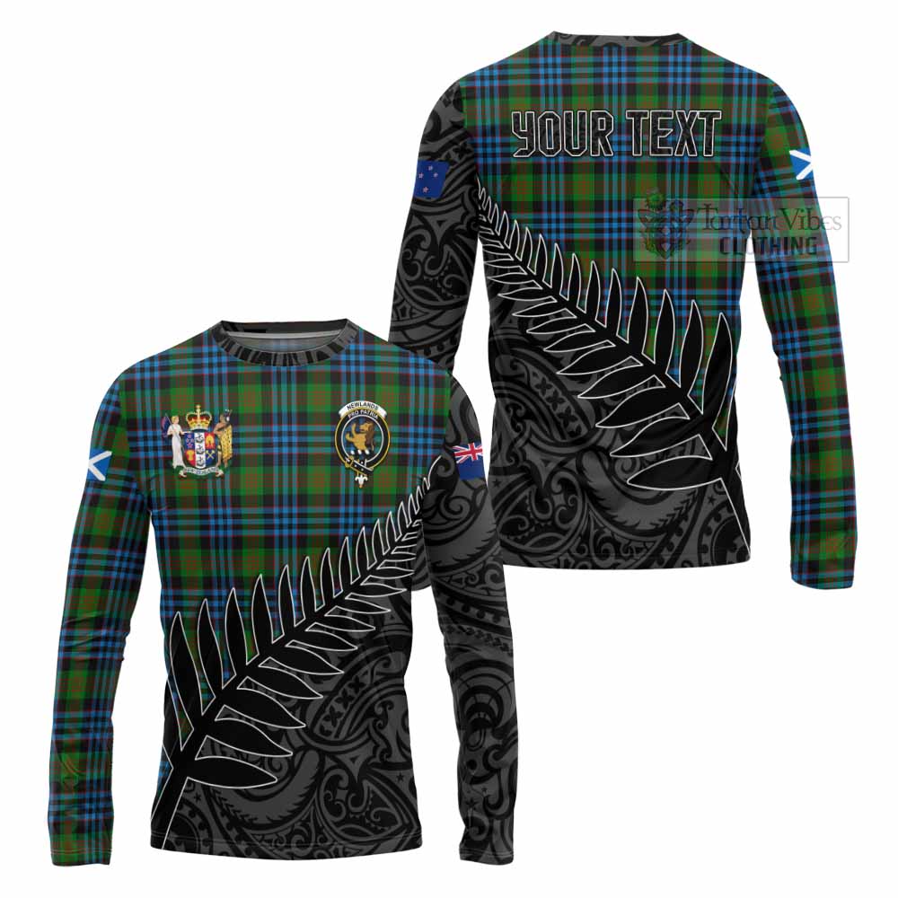 Tartan Vibes Clothing Newlands Crest Tartan Long Sleeve T-Shirt with New Zealand Silver Fern Half Style