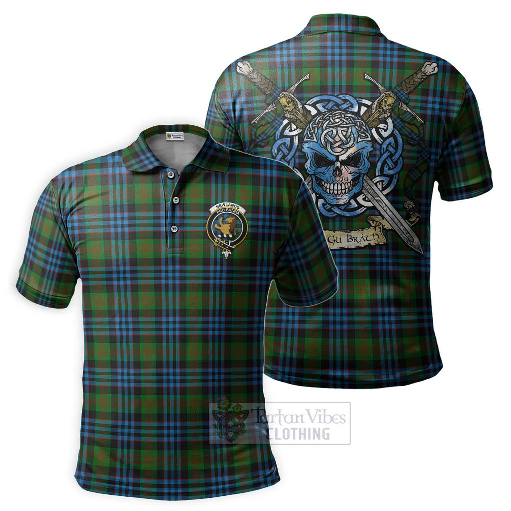 Tartan Vibes Clothing Newlands Tartan Polo Shirt with Family Crest Celtic Skull Style