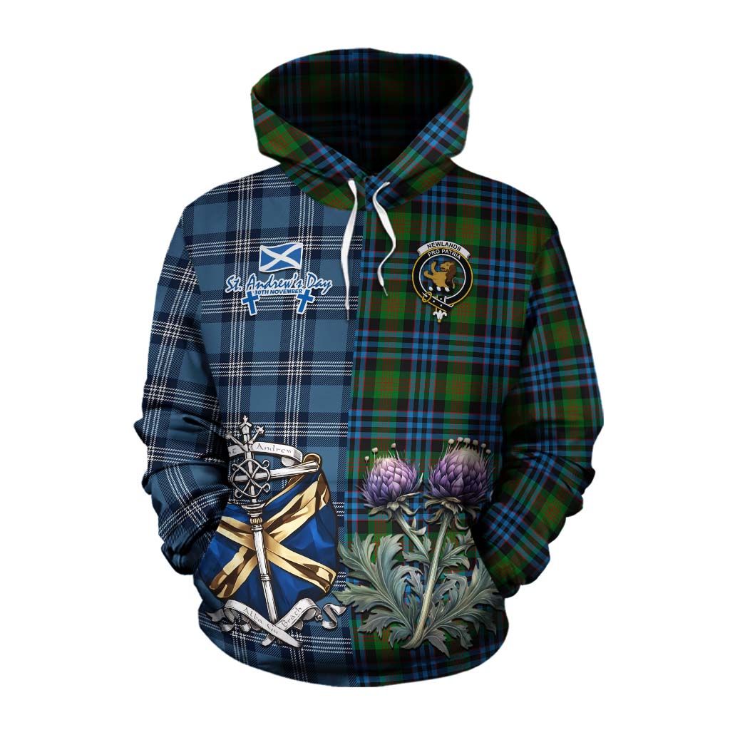 Tartan Vibes Clothing Newlands Tartan Cotton Hoodie Happy St. Andrew's Day Half Tartan Style