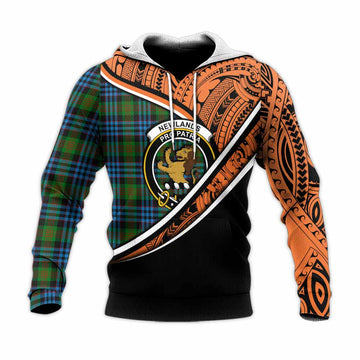 Newlands Crest Tartan Knitted Hoodie with Polynesian Vibes Style - Orange Version