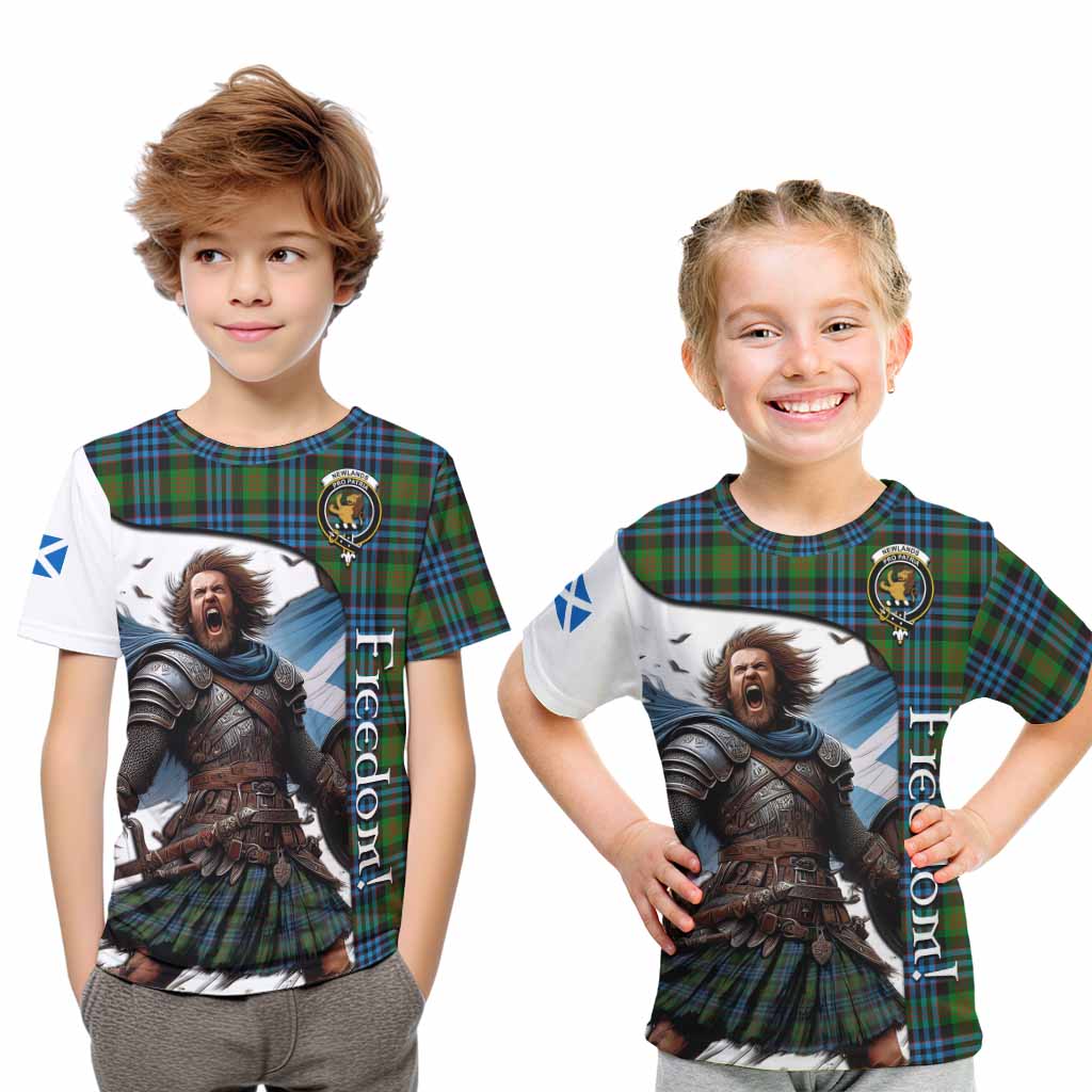 Tartan Vibes Clothing Newlands Crest Tartan Kid T-Shirt Inspired by the Freedom of Scottish Warrior