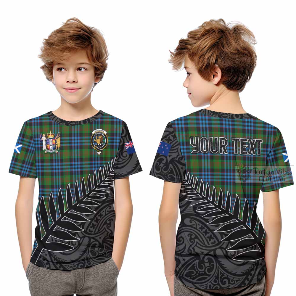 Tartan Vibes Clothing Newlands Crest Tartan Kid T-Shirt with New Zealand Silver Fern Half Style